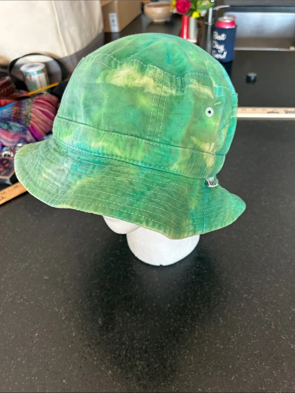 Adams Teal & Light Green Tie-Dye Bucket Hat